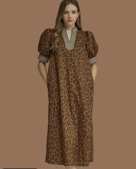 Brown Leopard Maxi Dress