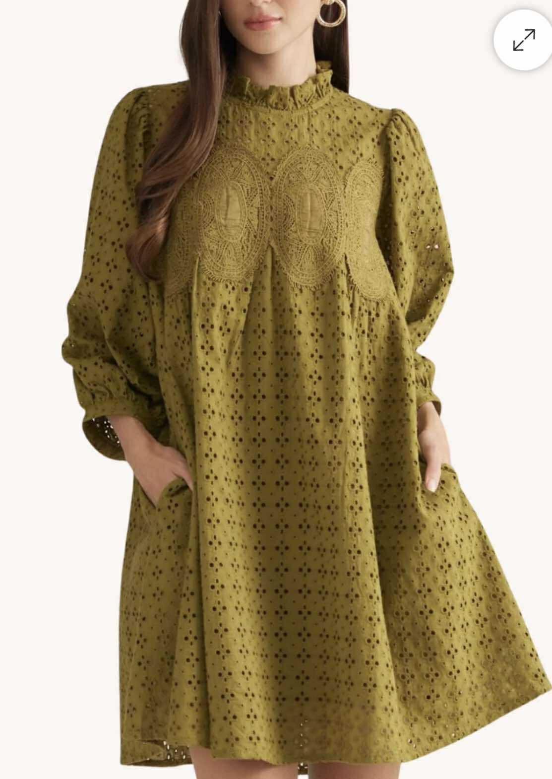 Verdant Green Eyelet Dress