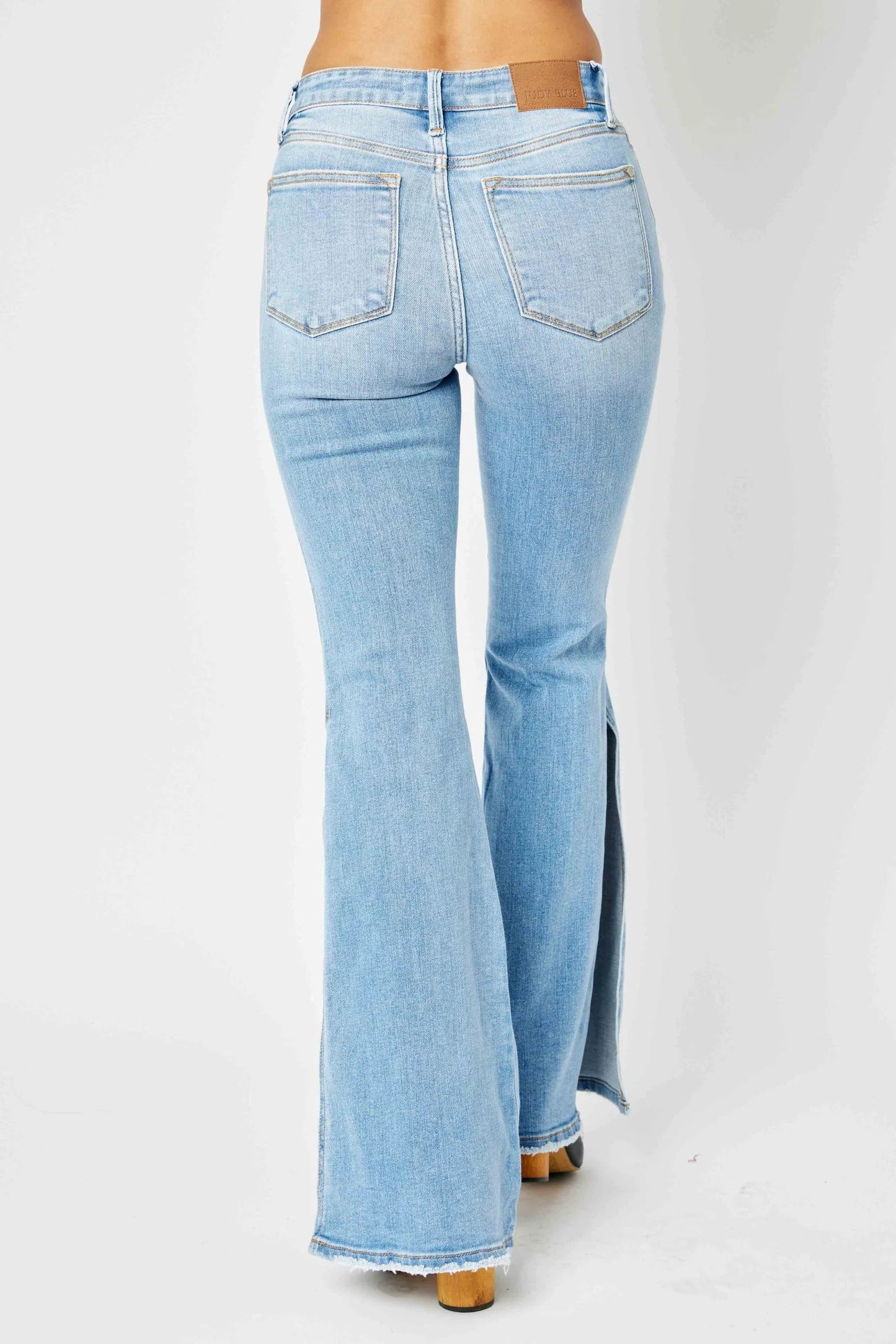 Peek-a-boo Hem Slit Flare Jeans
