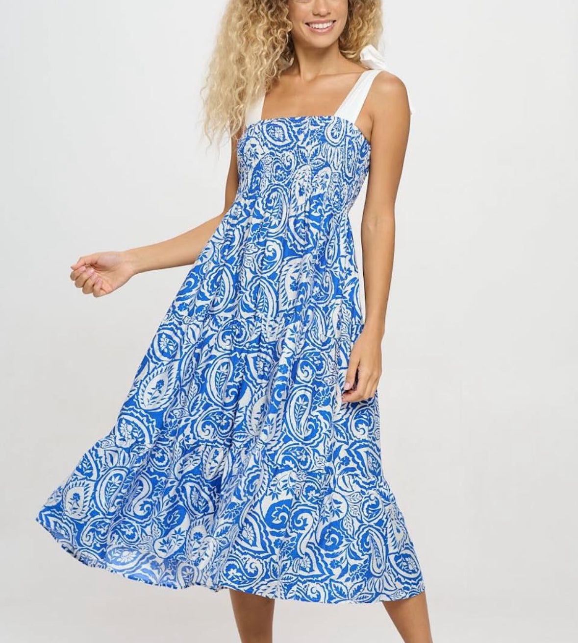 Athena Blue Paisley Dress