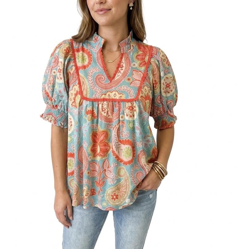 Citrus Paisley Top