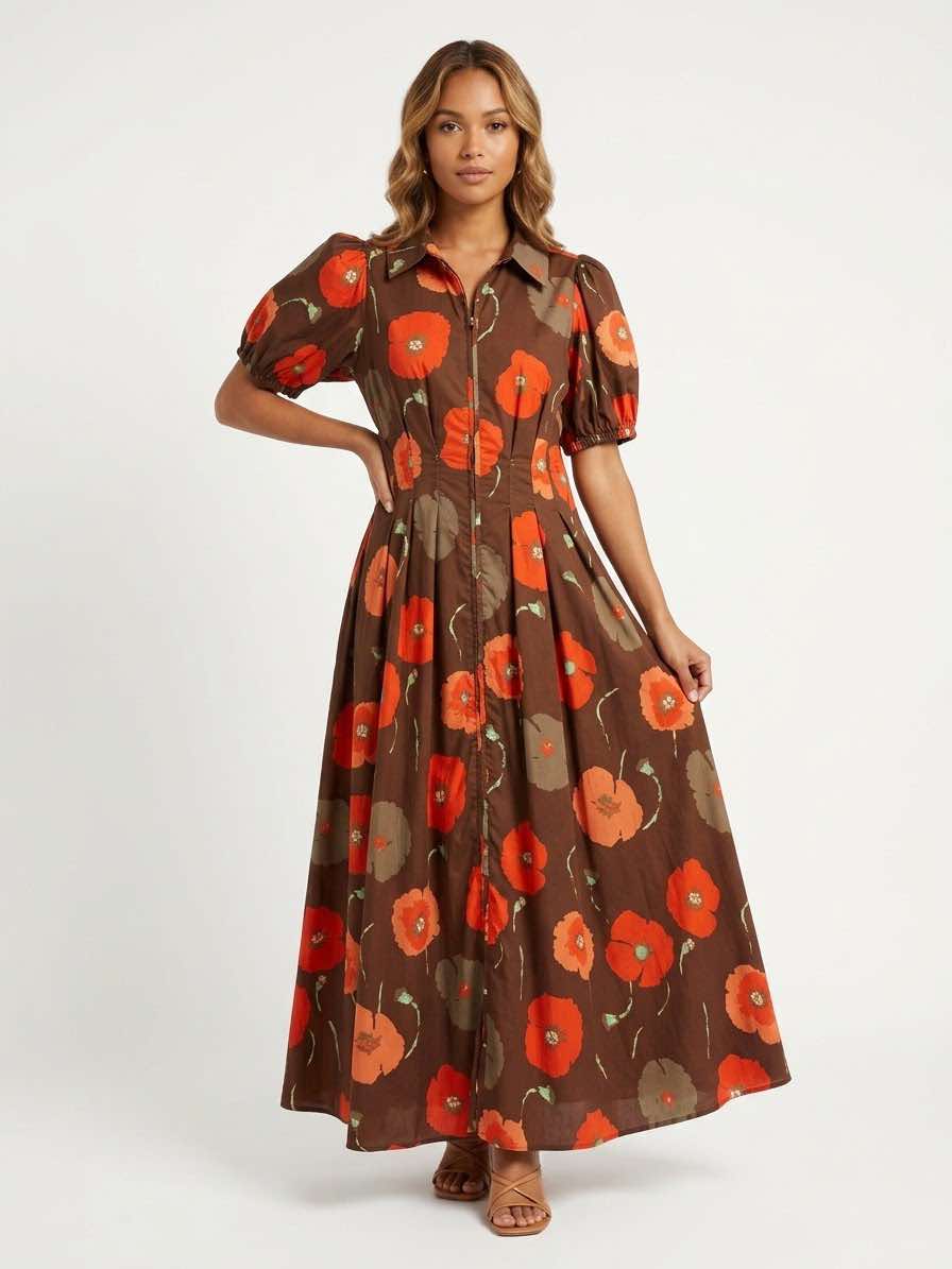 Mocha Poppy Dress