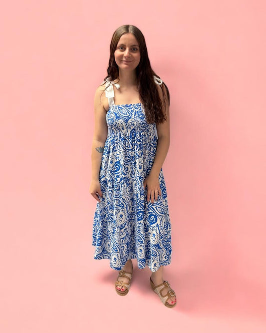 Athena Blue Paisley Dress
