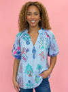 Sky Blue Botanical Blouse