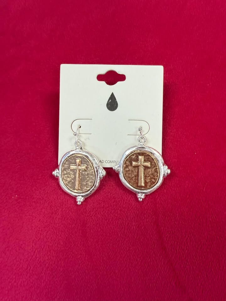 Cross Coin Earrings