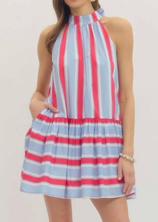 Holiday halter dress
