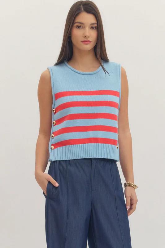 Stripes and stitches sweater vest