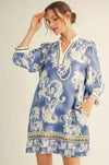 Blue Jacquard Dress