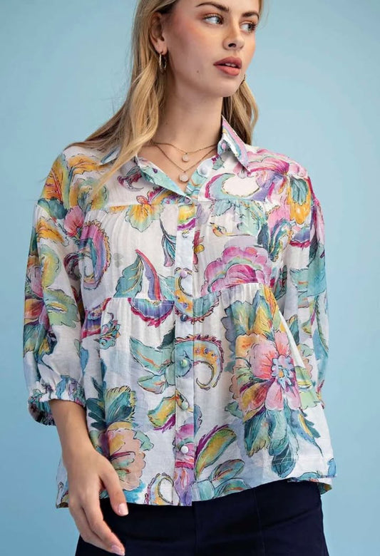 Watercolor Field Top