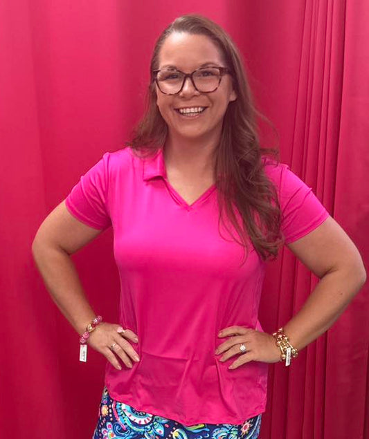 Hot Pink Madeline Polo Top