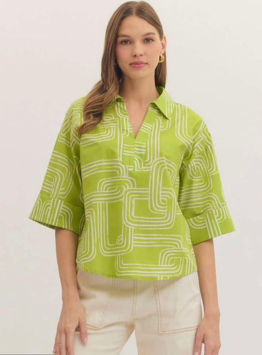 Chartreuse Geo Top