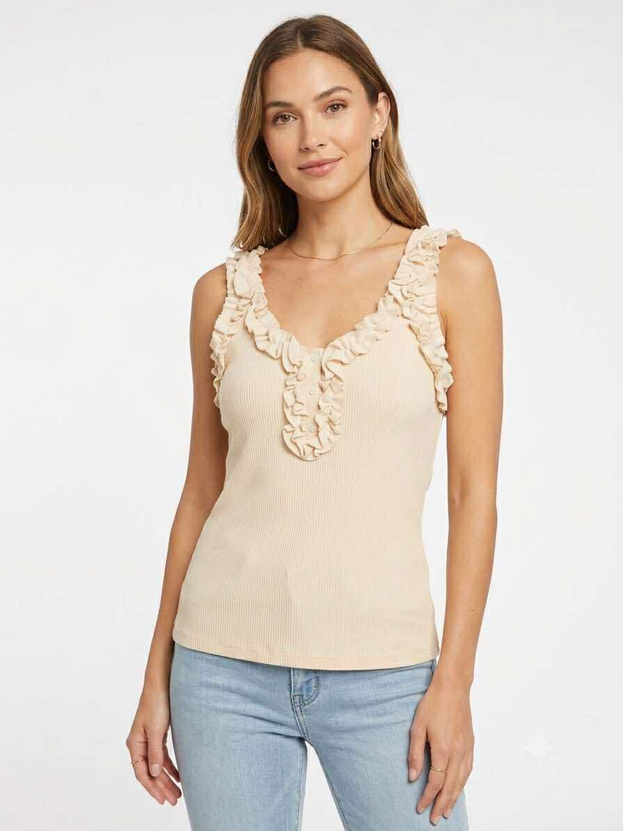 Oatmeal Ruffle Top