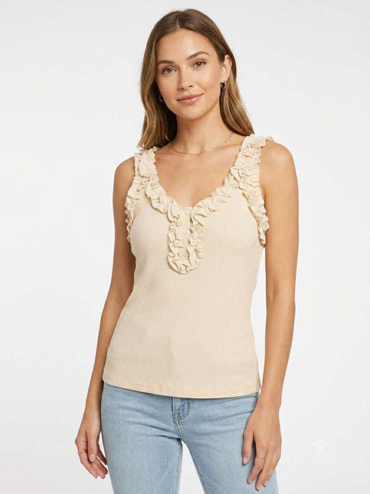 Oatmeal Ruffle Top