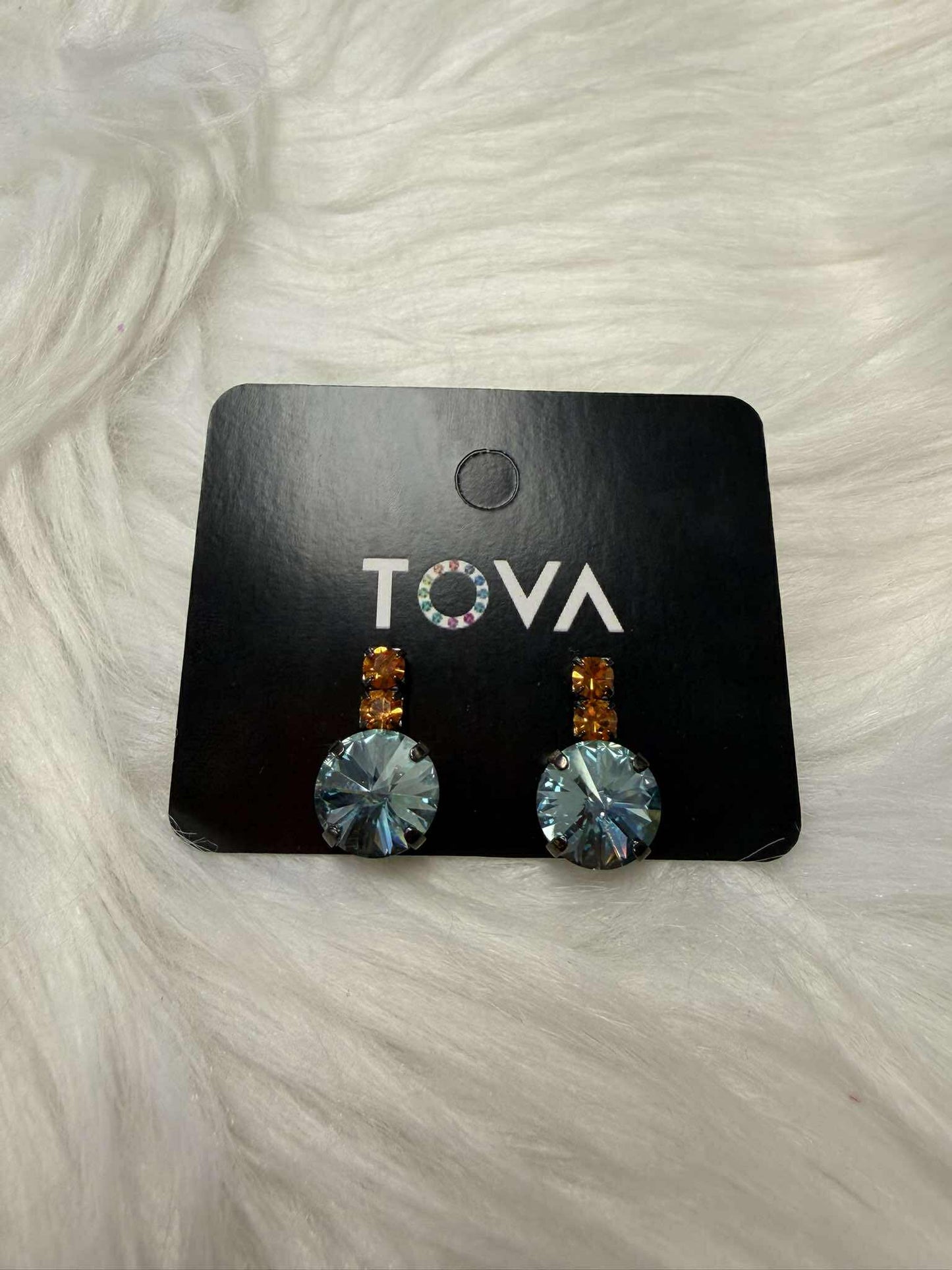 TOVA Dee Gunmetal Aqua Champagne Earrings