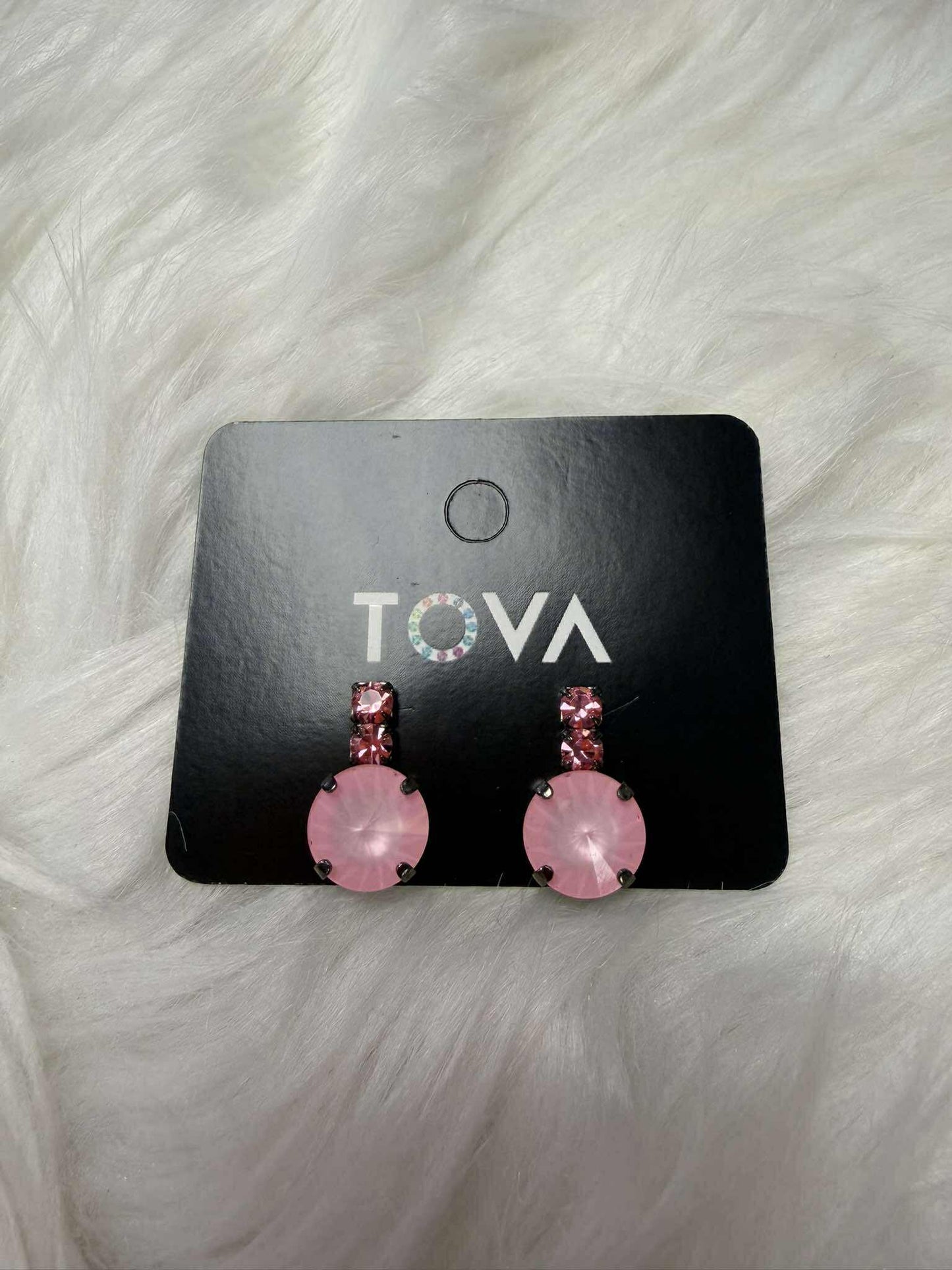 TOVA Dee Gunmetal Petal Pink Earrings