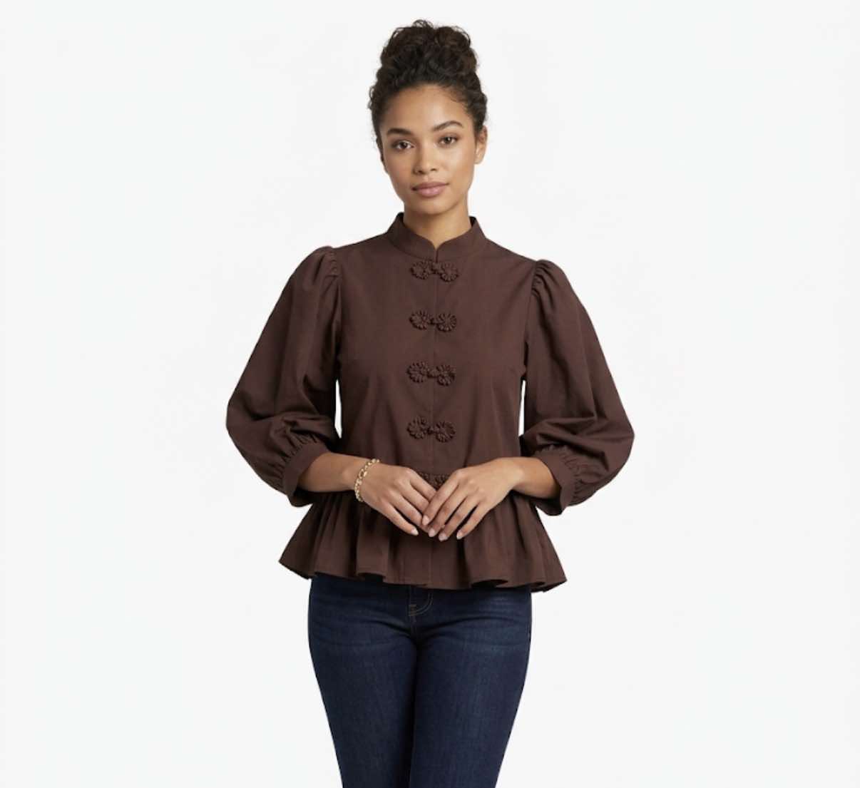 Espresso Mandarin Collar Top