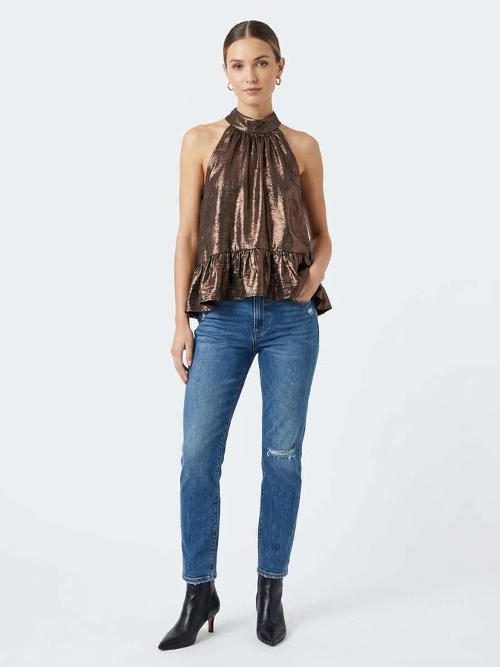 Shimmer Metallic Halter Top