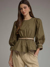 Autumn Green Belted Top