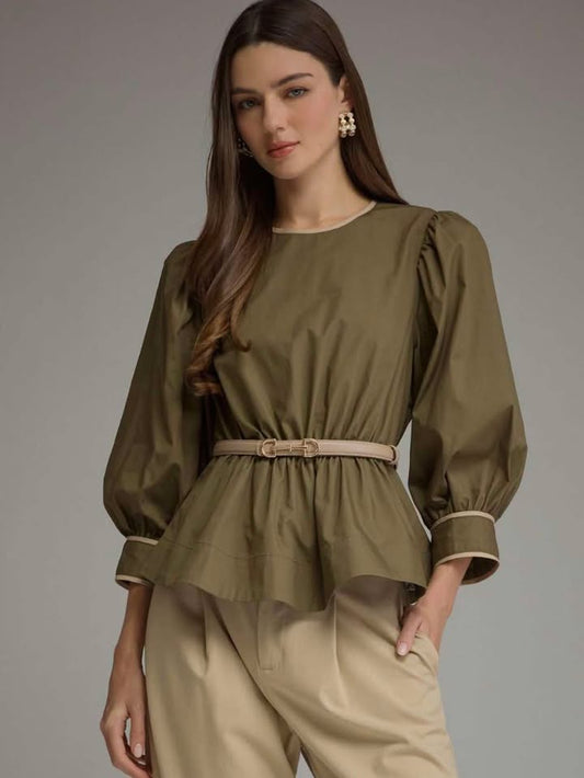 Autumn Green Belted Top