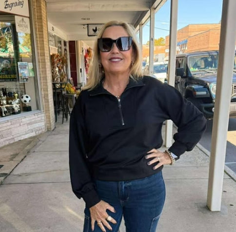 Black Quarter Zip Top