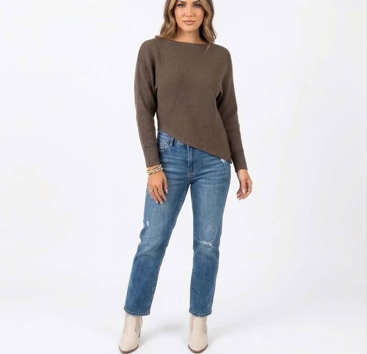 Ashe Brown Diagonal Sweater