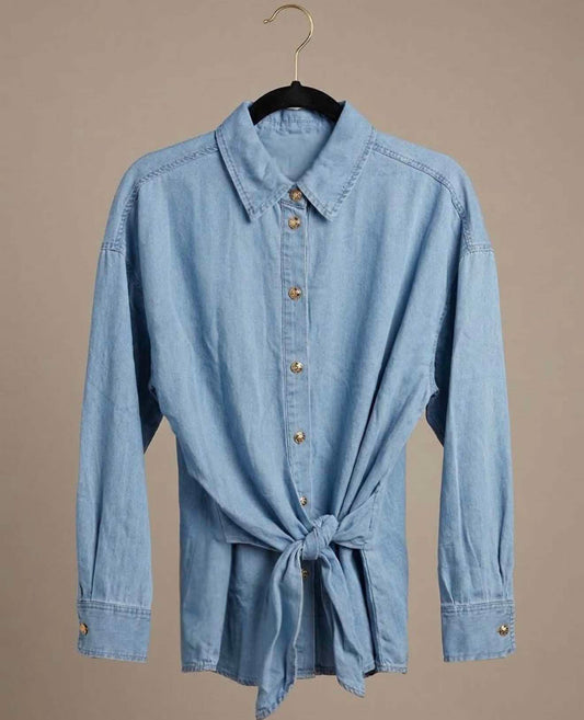Denim Demure Top