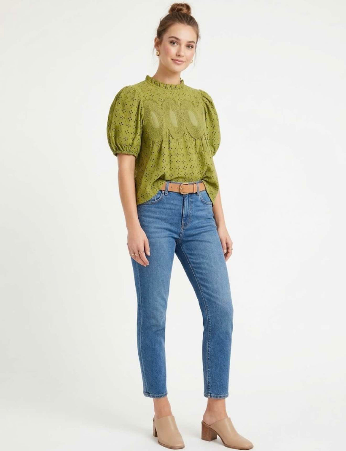 Verdant Green Eyelet Top