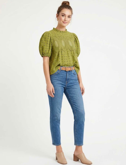 Verdant Green Eyelet Top