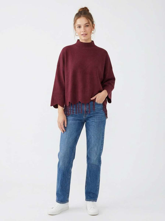 Cranberry Scalloped Sweater