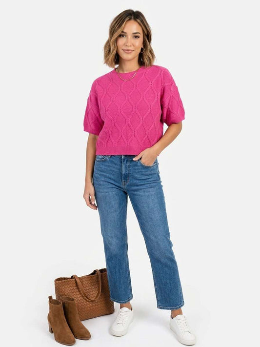 Berry Cozy Cable Sweater